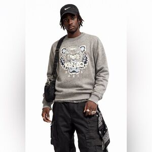 Kenzo Paris Tiger Graphic Heather Gray  Sweatshirt – Men’s Sz S